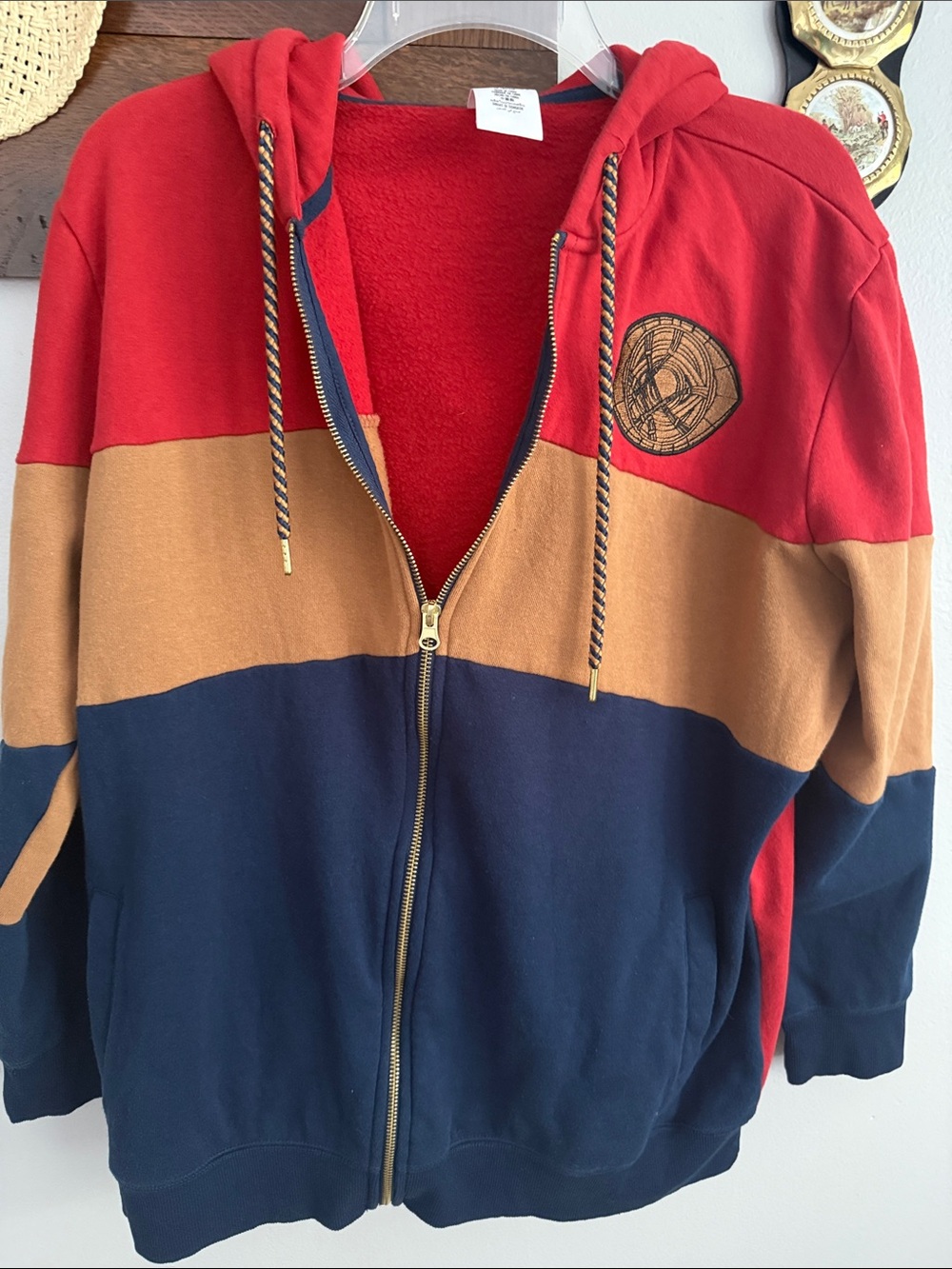 Marvel Zip Hoodie Jacket - Red/Tan/Navy